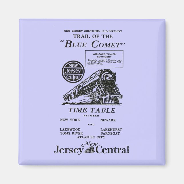 Íman Comboio Central Blue Comet de Nova Jersey (Frente)