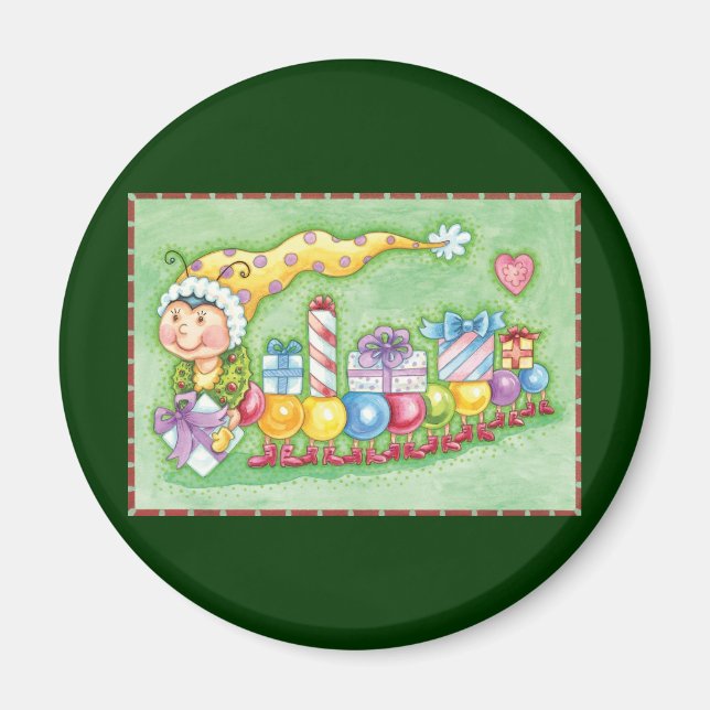 Íman Comboio de Caternas de Natal bonito com Presentes (Frente)