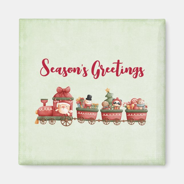 Íman Comboio de Natais vintages giros com brinquedos (Frente)