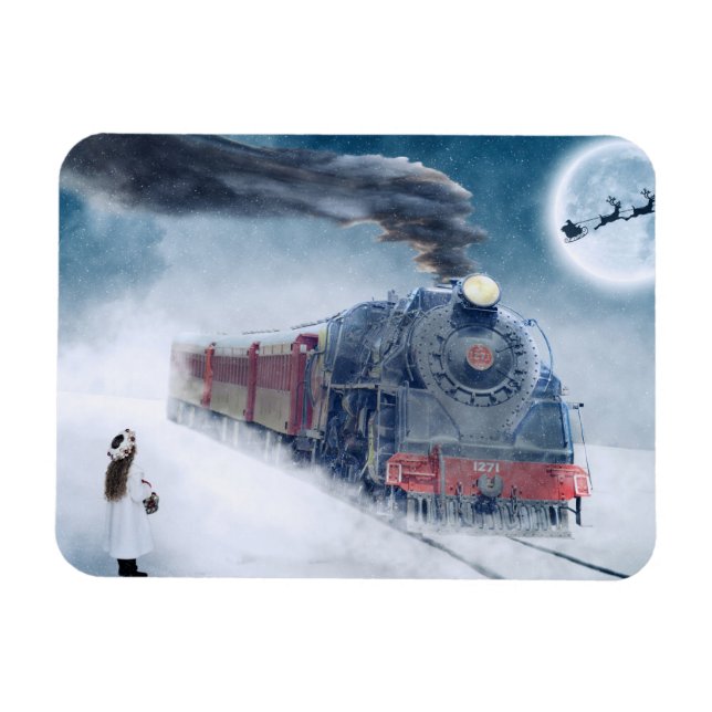 Íman Comboio de Natal com Garota (Horizontal)