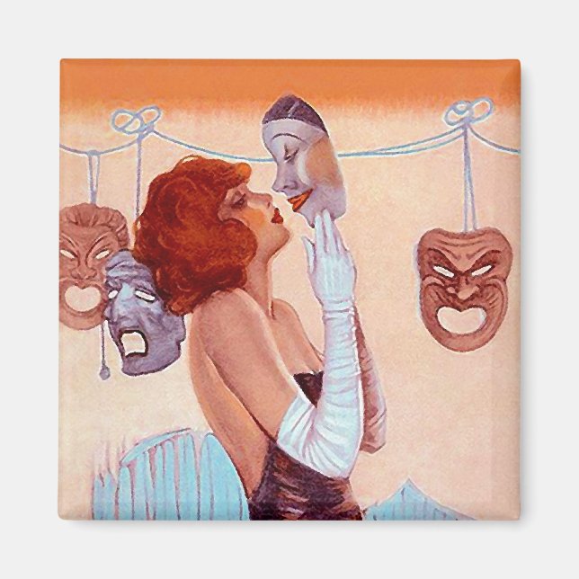 Íman COMEDY & TRAGEDY DRAMA MASCOS Glamor Girl Magnet (Frente)