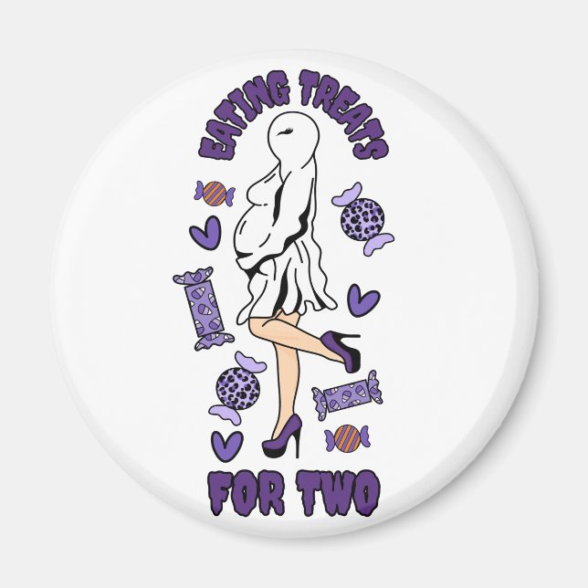 Íman "Comendo Tratamentos para Dois" Púrpura de Hallowe (Frente)