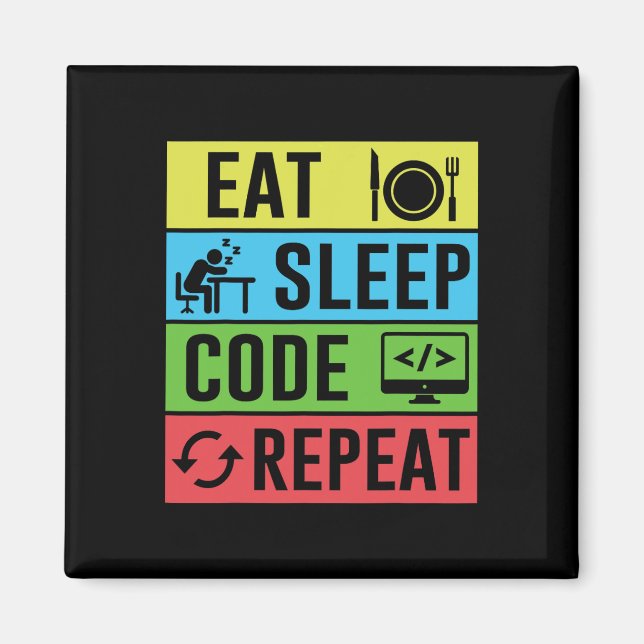 Íman Comer Dormir Código Repetir Divertido Programação  (Frente)