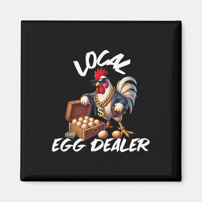 Íman Comerciante de Ovos Local Frango Retro Engraçado F (Frente)