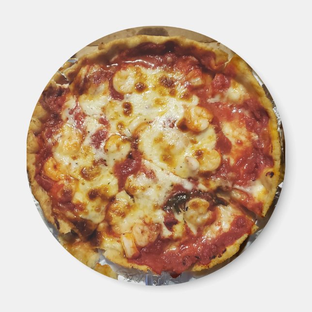 Íman Comida de pizza de camarão e queijo (Frente)