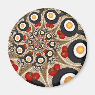 Íman Comida Engraçada De Arte Fractal, Tomates, Ovos