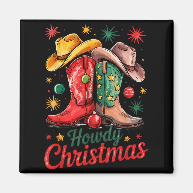 Íman Como vai Natal Xmas Botas de Cowboy Ocidental Cowg (Frente)