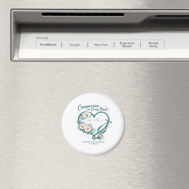 Íman Compaixão em Cada Batida Design do Coração de Enfe (In Situ (Dishwasher))