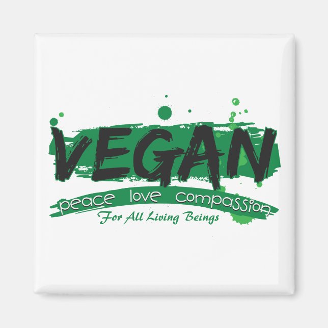 Íman Compaixão pelo Amor pela Paz de Vegan (Frente)