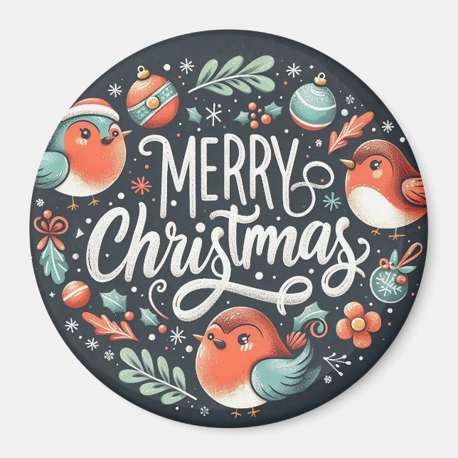 Íman Companhia de Robins de Natal Feliz (Frente)