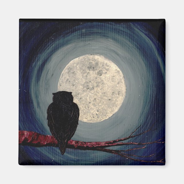 Íman COMPANHÕES NOTURNOS (design de coruja e lua) ~ (Frente)