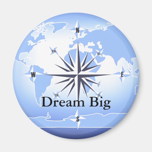 Íman Compass Rosa Navegando Oceano Azul Sonho Grande Ma (Frente)