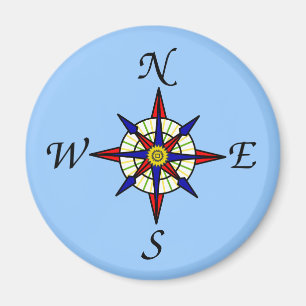 Íman Compass Rosa on Blue