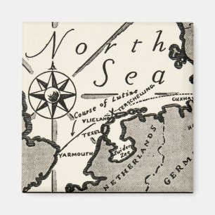 Íman Compasso corajoso gráfico do mapa do Mar do Norte