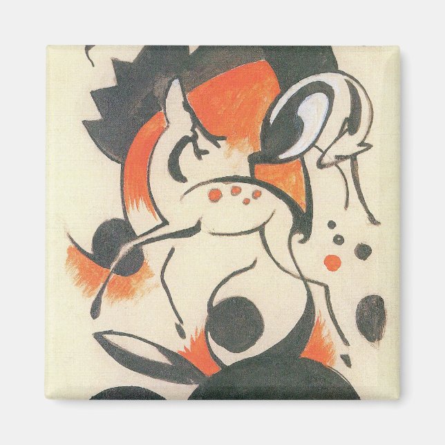 Íman Composição com Two Deer por Franz Marc (Frente)