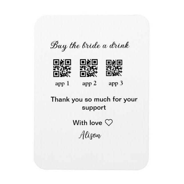 Íman comprar bebida para a noiva ler código QR obrigado (Vertical)