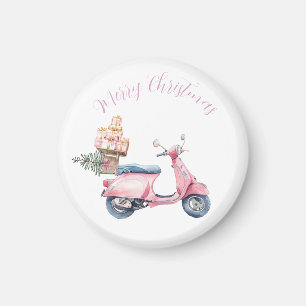 Íman Compras de Natal de Scooter Rosa