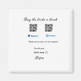 Íman Compre uma bebida para a noiva doação QR Venmo Pay