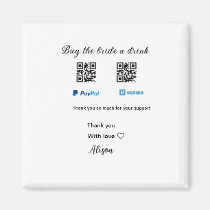 Íman Compre uma bebida para a noiva doação QR Venmo Pay