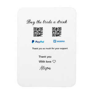 Íman Compre uma bebida para a noiva doação QR Venmo Pay