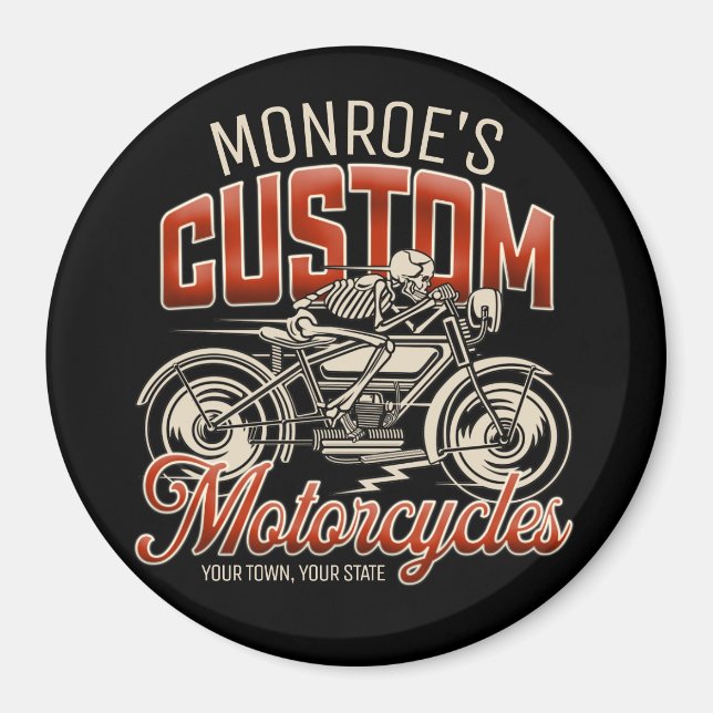 Íman Compro de Ciclo de Motociclo do Esqueleto do NOME  (Frente)