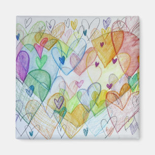 Íman Comunidade Hearts Art Rainbow Imã de geladeira