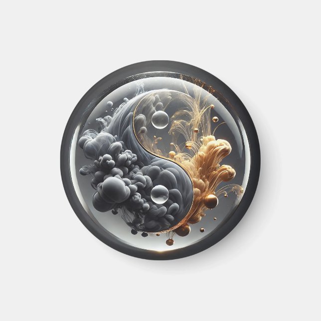 Íman Conceito de Yin Yang com Padrões Fluídos (Frente)