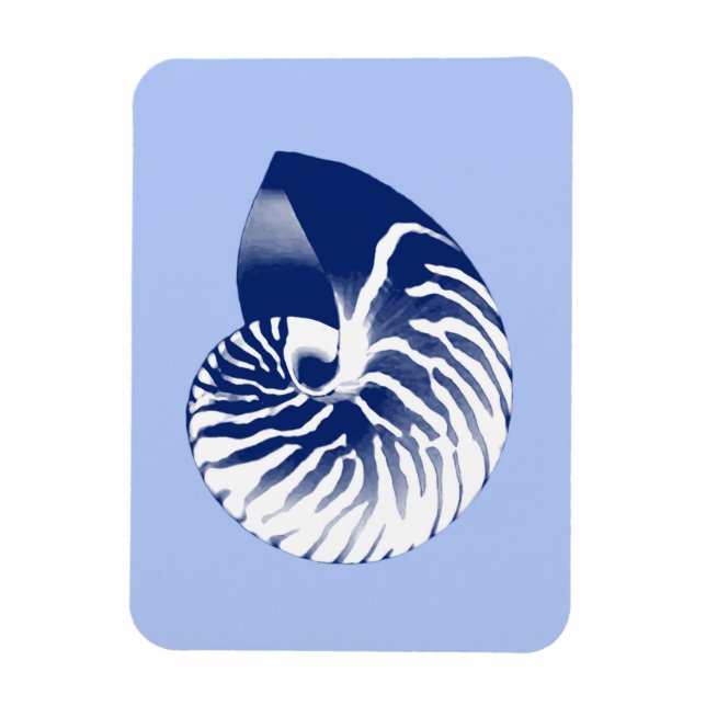 Íman Concha de Nautilus - azul marinho, branco & azul c (Vertical)