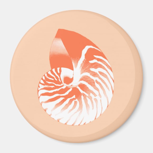 Íman Concha de Nautilus - laranja coral e branco (Frente)