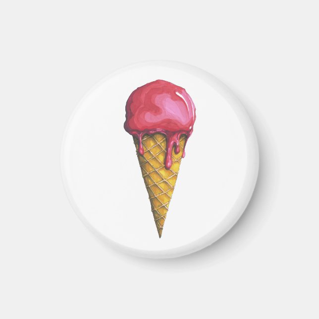 Íman Cone de gelados de morango (Frente)