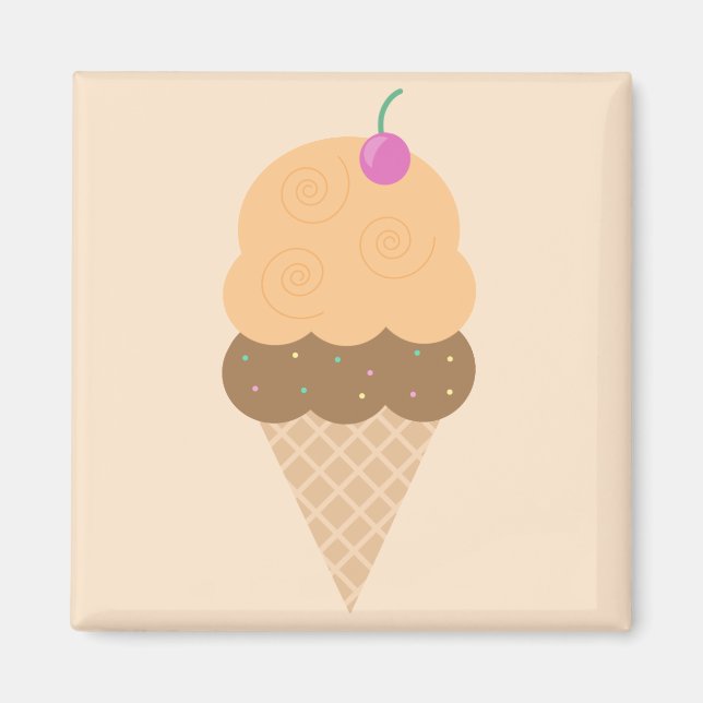 Íman Cone de Sorvete Laranja (Frente)