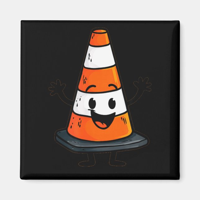 Íman Cone de Tráfego Feliz Procura Homem e Mulher  (Frente)