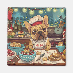 Íman Confeitaria de Férias do Bulldog Francês: Natal Fe