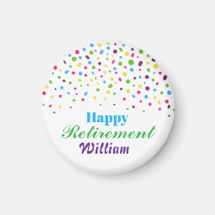 Íman Confete Colorido Personalizado Feliz Aposentadoria