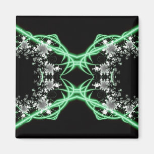 Íman Confusão Arte Fractal Verde e Branca