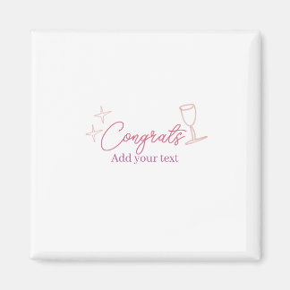 Íman congrats wine glass stars pink pastel bold retro g