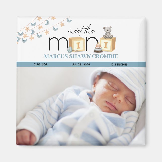 Íman Conheça o Ímã de Bebê Azul Mini (Frente)