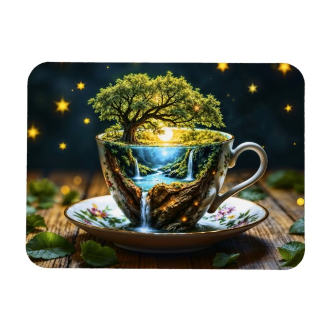 Íman Conjunto de chá decoração de cozinha arte surreali (Horizontal)