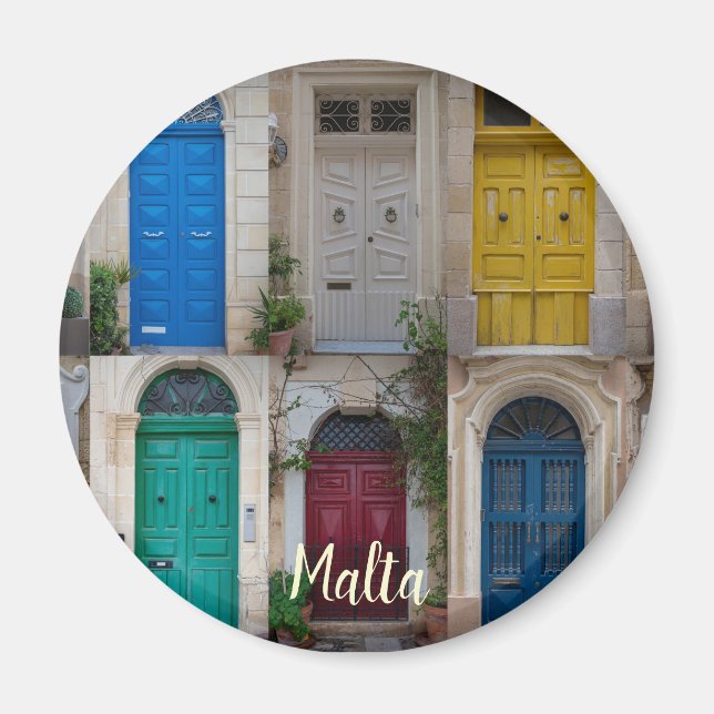 Íman Conjunto de portas frontais coloridas em Malta (Frente)