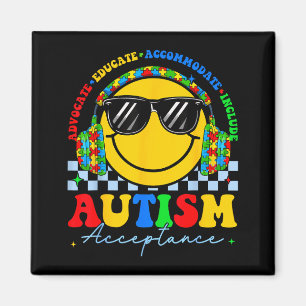 Íman Consciência da aceitação do autismo sorriso rosto