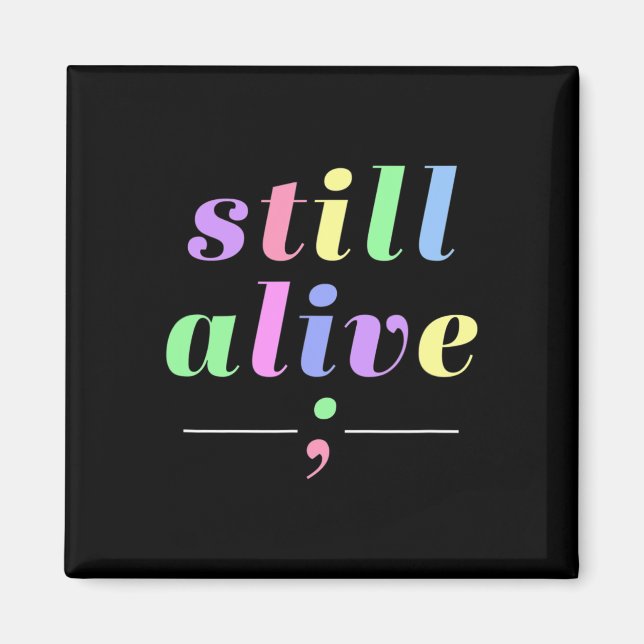 Íman Consciência da saúde ainda viva Semicolon Rainbow  (Frente)