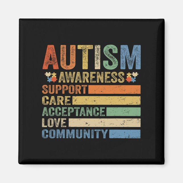 Íman Conscientização do Autismo Apoio Cuidado Aceitação (Frente)