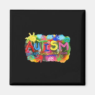 Íman Conscientização do Autismo Pincelada Aceitar Compr