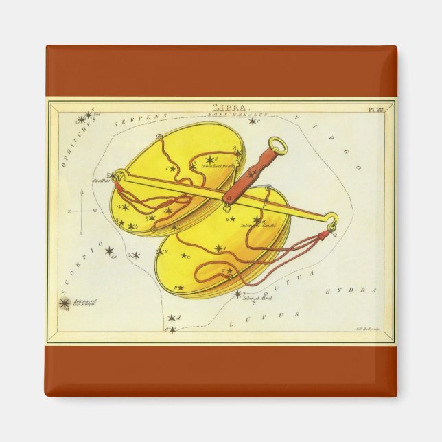 Íman Constelação da Escala de Libra da Astrologia Zodia (Frente)