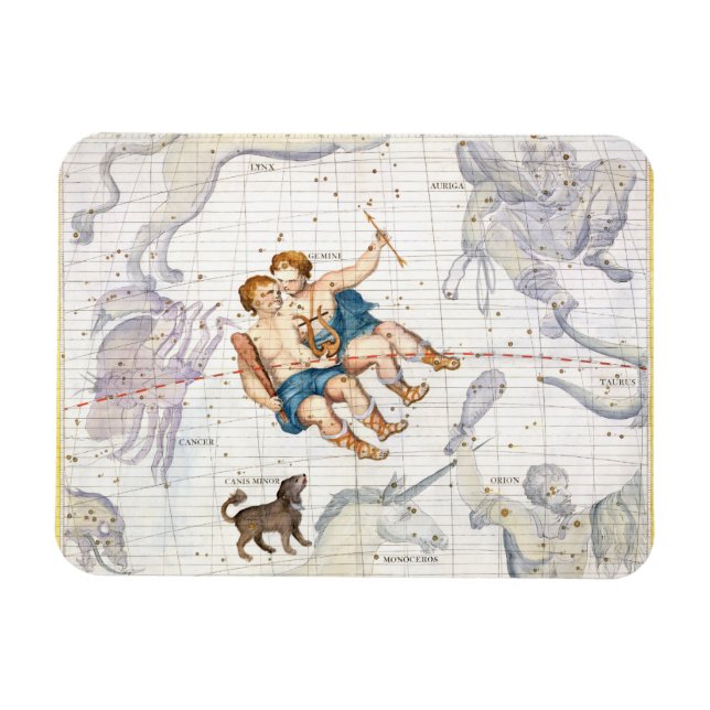 Íman Constelação de Gemini com Canis Minor, placa 13 (Horizontal)