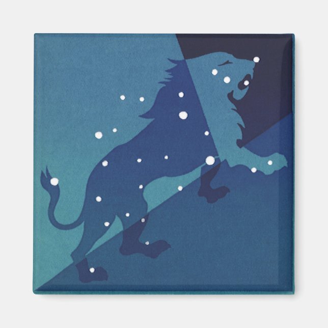 Íman Constelação Leo Lion Vintage Astrologia Zodiac (Frente)
