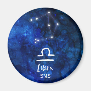 Íman Constelação Zodiacal de Libra em Galáxia Azul Mono