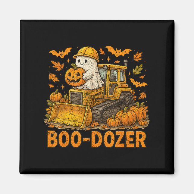 Íman Construção de Boo Dozer de Halloween T Retro Bulld (Frente)