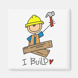 Íman Construção eu construo t-shirt e presentes