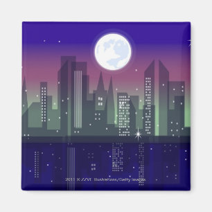 Íman Construções iluminadas acima na noite